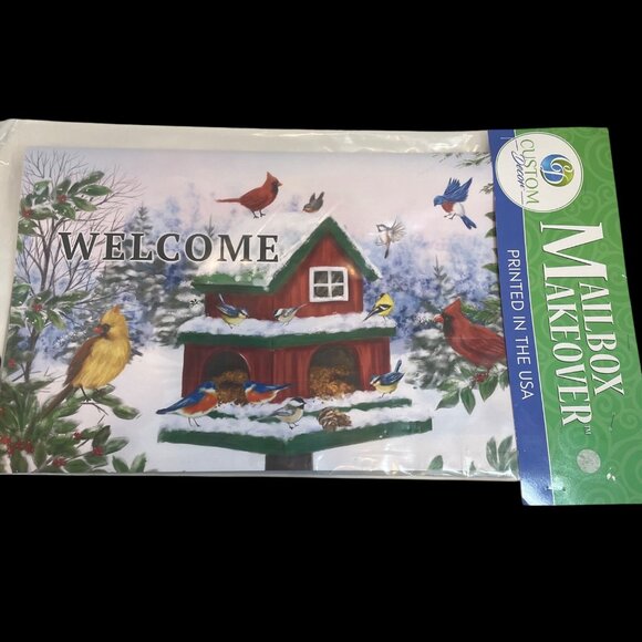 Welcome Birdhouse Design Mailbox Cover Outdoor Vinyl Magnetic Strips Custom Deco - Picture 1 of 9